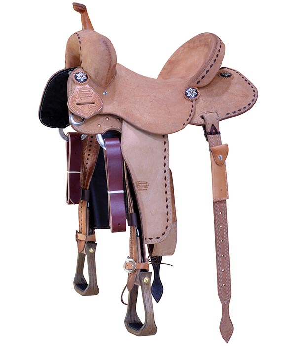 Full Natural Roughout with Padded Suede Seat Calf Roping Saddle